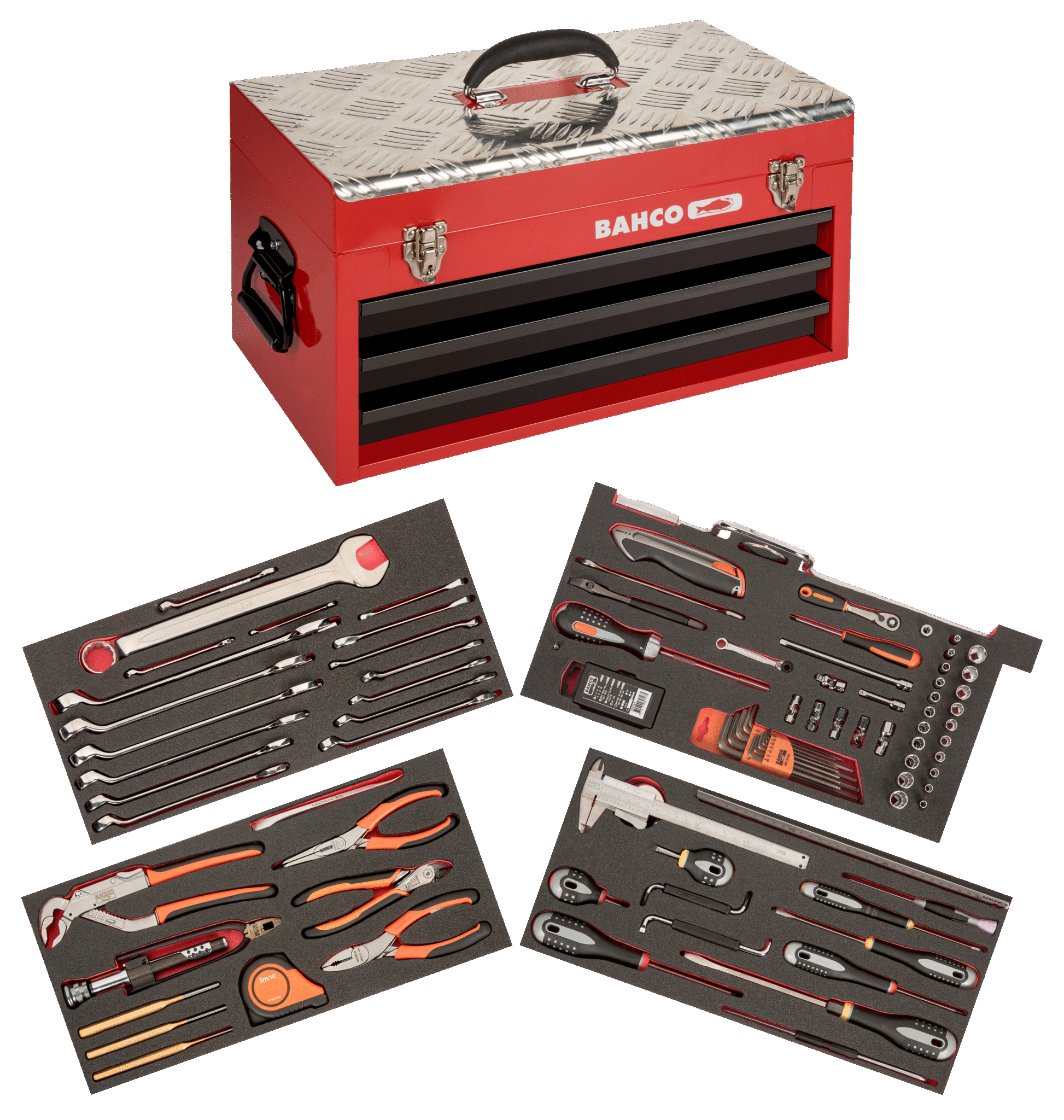 Bahco 1483KHD3RBFF7 124pce Foam Inlay Aviation Tool Kit with Metal To