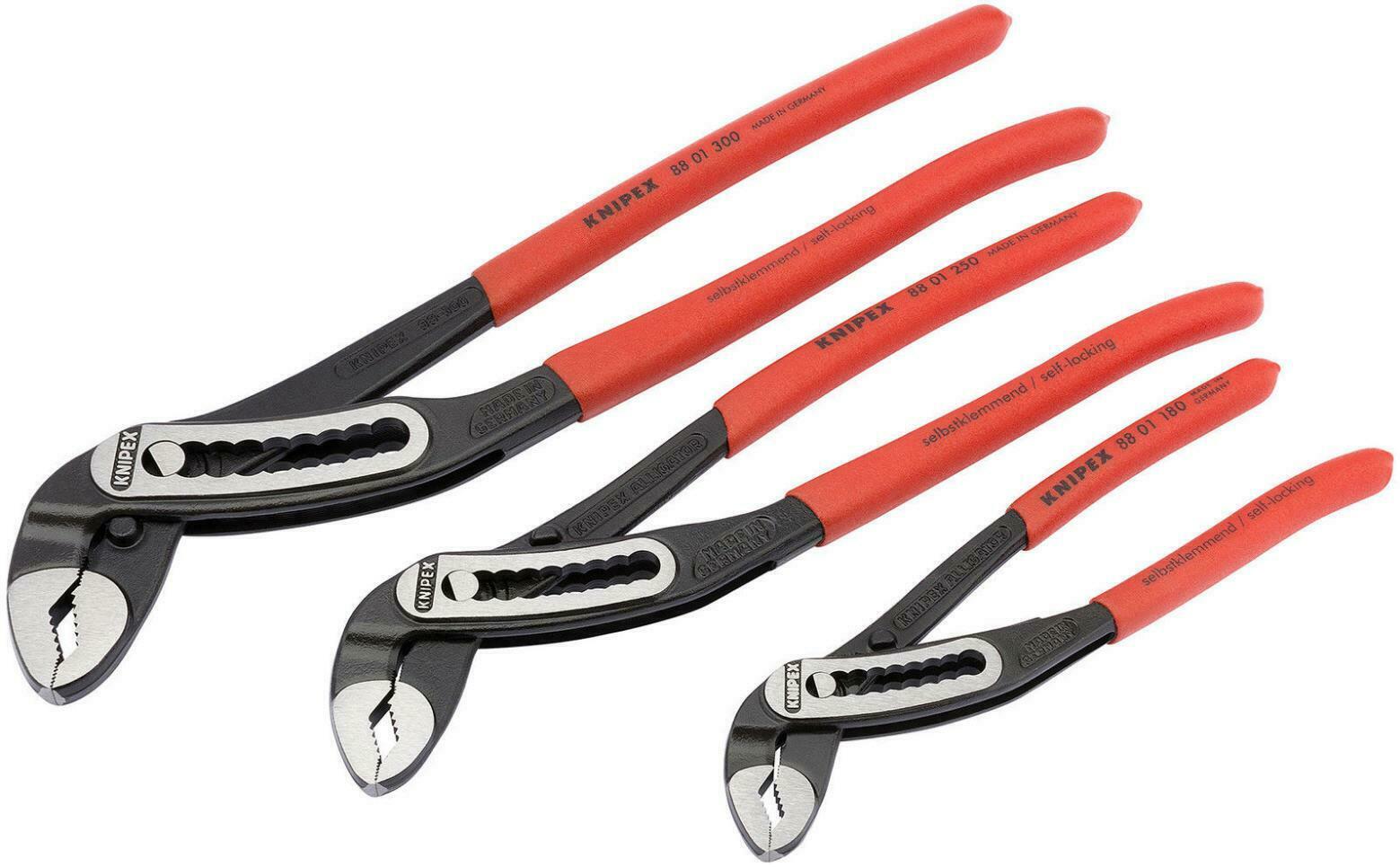 Knipex 00 20 09 V03 3pce (180, 250 & 300mm) Alligator Waterpump Pliers