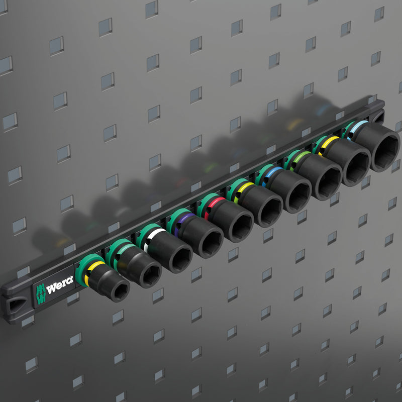 Wera 005452 9pc Magnetic Socket Rail B Impaktor Imperial 1 Socket Set, 3/8"