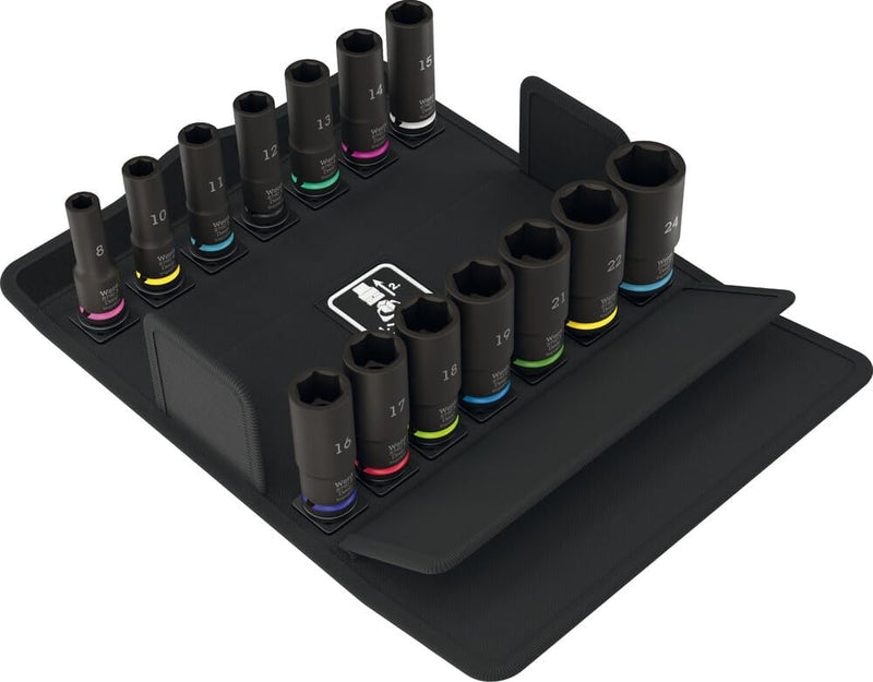 Wera 005580 3/8"Dr 14pc 8790 B Impaktor Deep Set 1, 14 Piece Metric Impact Socket Set 8-24mm