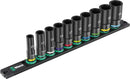 Wera 005590 10pc 9660 Magnetic Socket Rail B Impaktor Deep Impact Socket Set, 3/8"