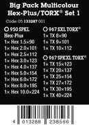 WERA 133287 Big Pack Multicolour Hex-Plus/TORX Set 1 Metric Hex & Torx Key Set