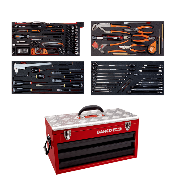 Bahco 1483KHD3RB-FF2 152pce Foam Inlay Aviation Tool Kit with Metal Toolbox