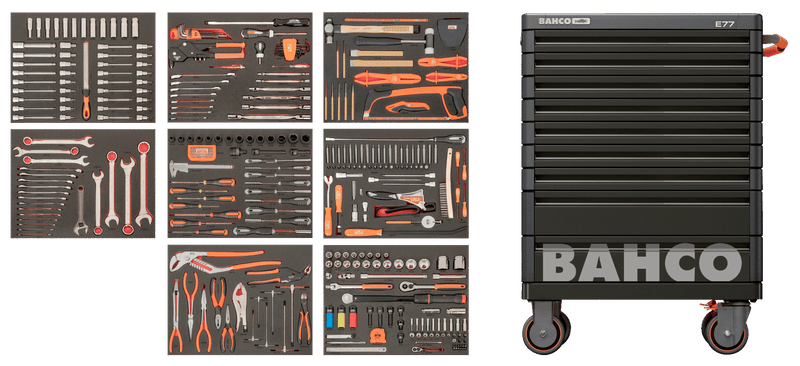 Bahco AUTO 357pce Tool Kit in E77 9 Drawer Roller Cabinet