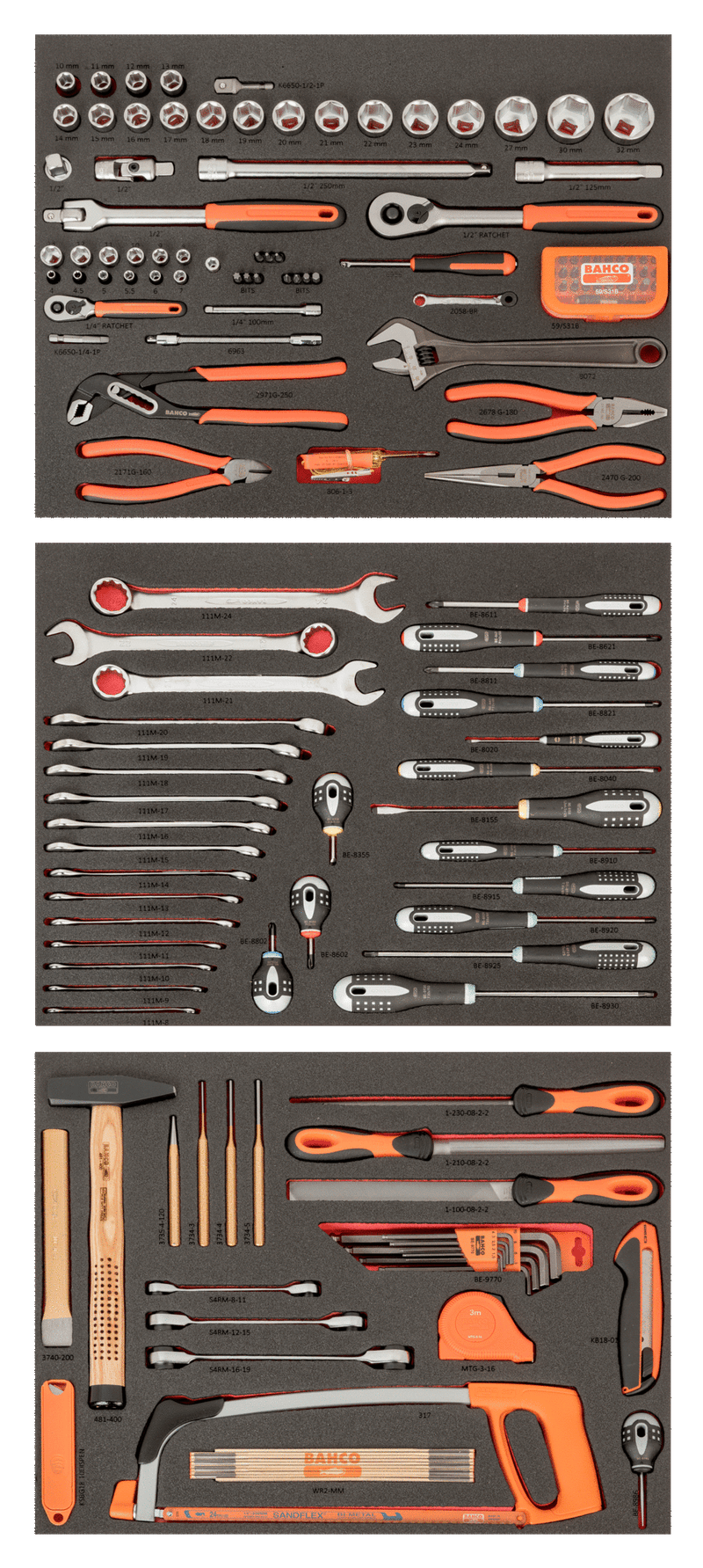 Bahco FF1ASET-BASIC 158pce General Purpose 3 Foam Tool Kit