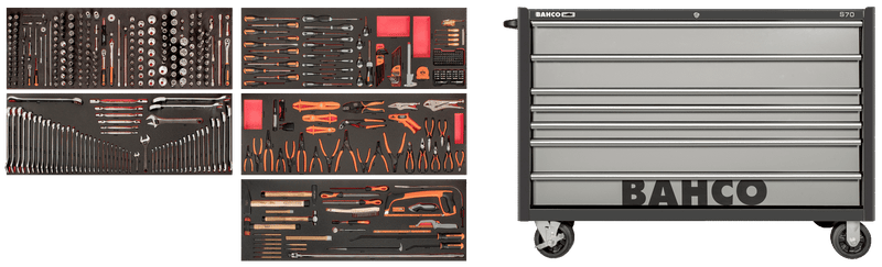 Bahco XXL 488pce Foam Inlay General Purpose Tool Kit with 53" Heavy Duty Tool Trolley