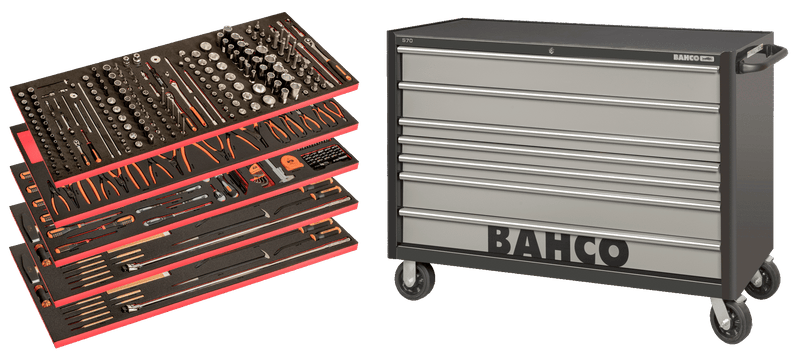 Bahco XXL 488pce Foam Inlay General Purpose Tool Kit with 53" Heavy Duty Tool Trolley