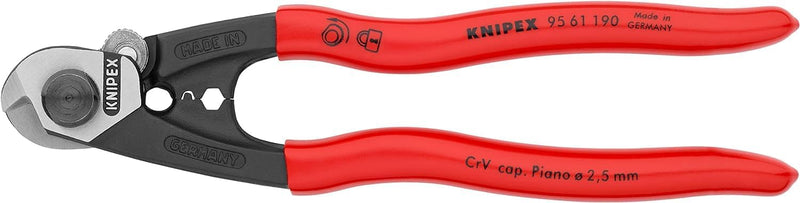 Knipex 95 61 190 SB 190mm Wire Rope/Bowden Cable Cutters PVC Grip