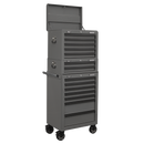 Sealey APSTACKTGR 14 Drawer Topchest, Mid-Box & Rollcab Combination with Ball-Bearing Slides - Grey