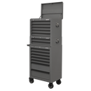 Sealey APSTACKTGR 14 Drawer Topchest, Mid-Box & Rollcab Combination with Ball-Bearing Slides - Grey