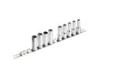 Facom JL.41E 3/8"Dr 7pce Metric 16-24mm Bi-Hexagon (12-Point) Deep Sockets on a Rail