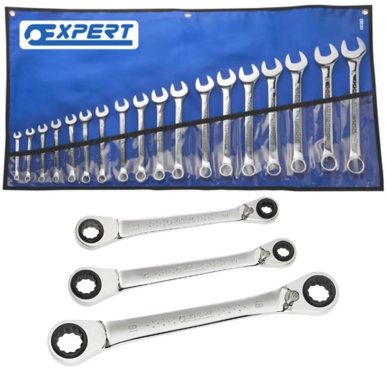 Expert by Facom E110326 22pce Spanner Set & E111115 3pce 4-IN-1 Ratcheting Set