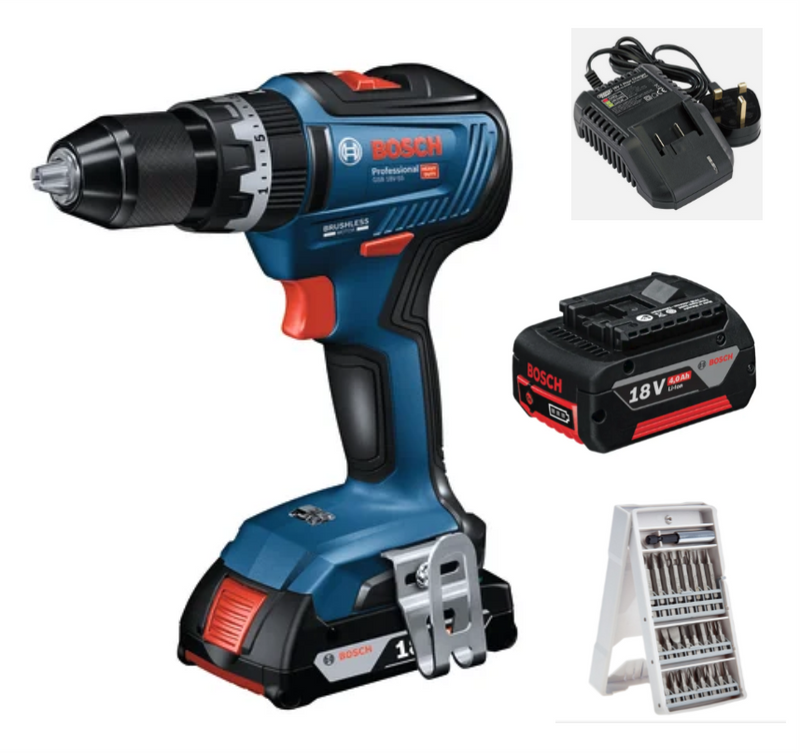 Bosch GSB 18V-55 18v Professional Combi Drill C/W 1x 2.0Ah Li-ion & 1x 4.0Ah Li-ion Battery