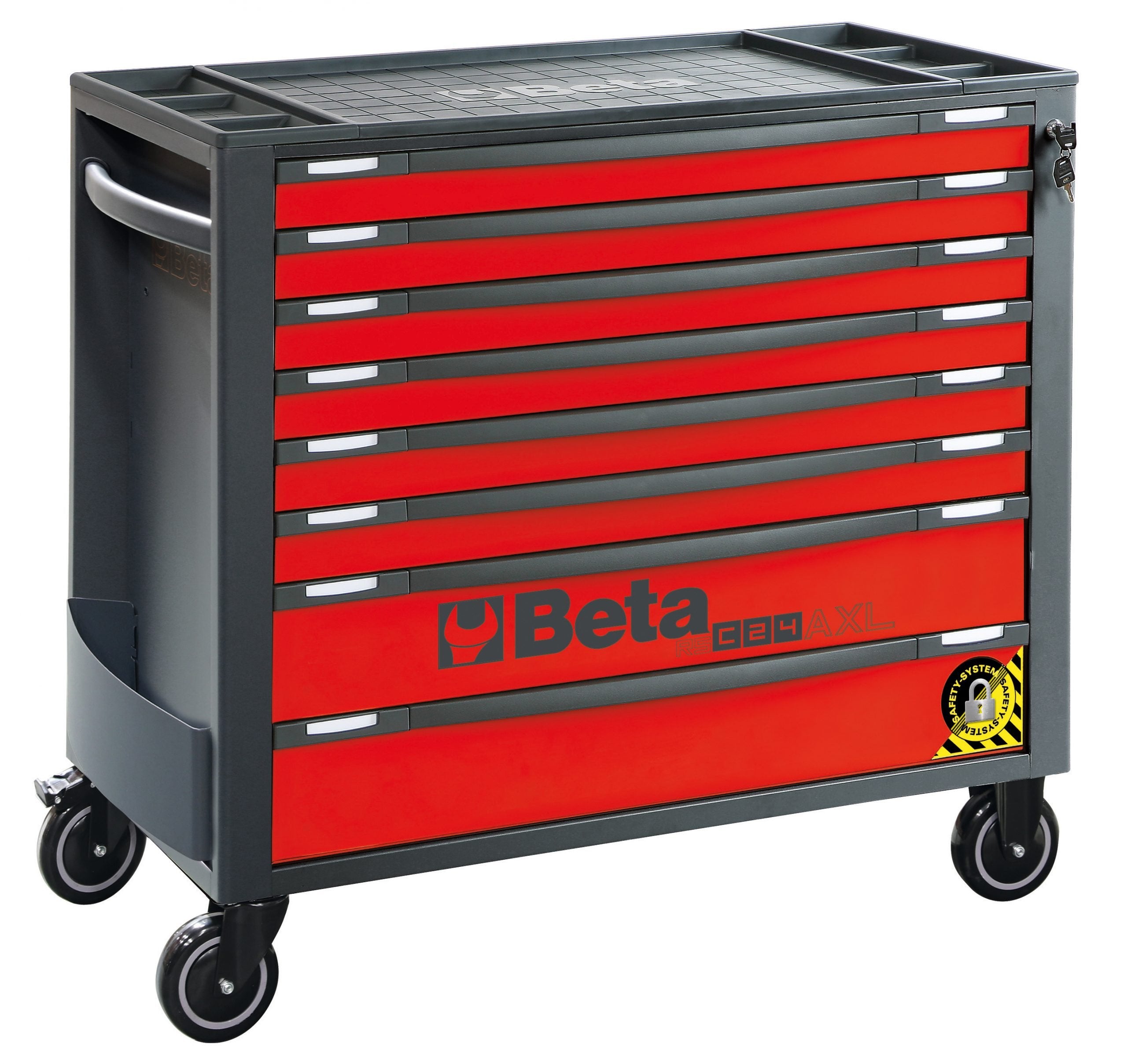 Servante mobile avec 8 tiroirs RSC24/8 Orange - Anti-Basculement > Servante