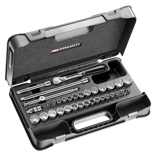 Facom JL.430AMU 3/8"Dr 28pce Metric & Imperial(AF) Bi-Hexagon (12-Point) Socket Set