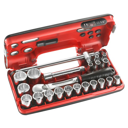 Facom SL.DBOX412 1/2"Dr 22pce Metric 8-32mm Bi-Hexagon (12-Point) Socket Set