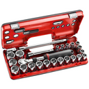 Facom SXL.DBOX2 1/2"Dr 25pce Metric 8-32mm Hexagon (6-Point) Socket Set C/W Extendable Locking Ratchet