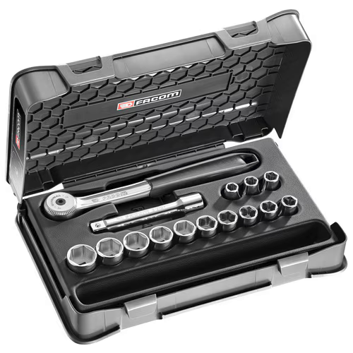 Facom S.151-1P6 1/2"Dr 15pce Metric 10-24mm Hexagon (6-Point) Socket Set