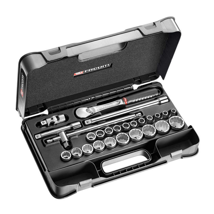 Facom SL.161-4P12 1/2"Dr 26pce Metric 8-32mm Bi-Hexagon (12-Point) Socket Set