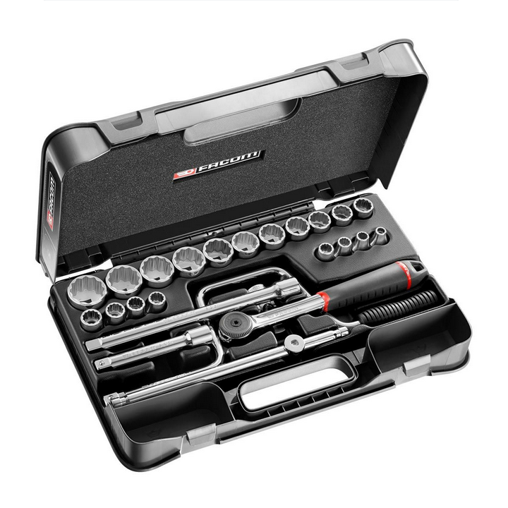 Facom S.161-3P12U 1/2"Dr 25pce Imperial(AF) 3/8"-1.1/4"AF Bi-Hexagon (12-Point) Socket Set