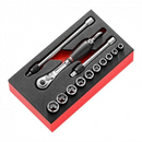 Facom MODM.RL1SLS 13pce 1/4"Dr SLS Tethered Metric Socket Set