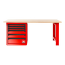 Facom RWS2-2MW6D 2mtr Red Wooden Worktop Work Bench & 6 Drawer Cabinet