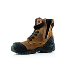 Buckbootz BSH008 Dark Brown Crazy Horse Leather Buckshot High Leg Lace/Zip Safety Boot