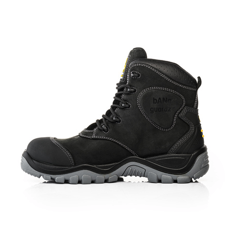Buckbootz BSH012BK Black Crazy Horse Leather Buckshot Lace Safety Boot With Ankle Protection