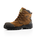 Buckbootz BSH012BR Dark Brown Crazy Horse Leather Buckshot Lace Safety Boot With Ankle Protection