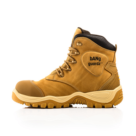 Buckbootz BSH012HY Honey Crazy Horse Leather Buckshot Lace Safety Boot With Ankle Protection