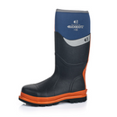 Buckbootz BBZ6000BL Blue/Orange Neoprene/Rubber Heat and Cold Insulated Safety Wellington Boot