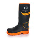 Buckbootz BBZ8000BKOR Hi-Vis Black / Orange Non-Metallic Safety Wellington Boots With Ankle Protection