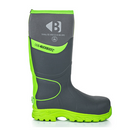 Buckbootz BBZ8000GYGR  Grey / Hi-Viz Green Non-Metallic Safety Wellington Boots With Ankle Protection