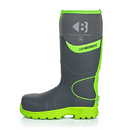 Buckbootz BBZ8000GYGR  Grey / Hi-Viz Green Non-Metallic Safety Wellington Boots With Ankle Protection