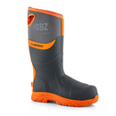 Buckbootz BBZ9000GYOR Grey / Hi-Viz Orange Safety Wellington Boots With Metatarsal Protection