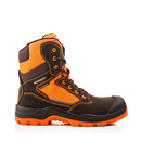 Buckbootz BVIZ1BROR Brown / Hi-Viz Orange 360 High Visibility Lace/Zip Safety Boot