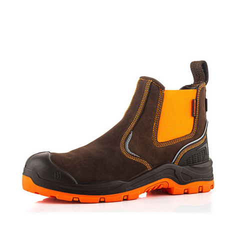 Buckbootz BVIZ3BROR Brown / Hi-Viz Orange High Visibility Safety Dealer Boot