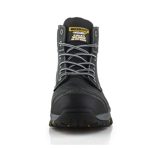 Buckbootz WIZL1BLK Black Nubuckz Lace Safety Boot