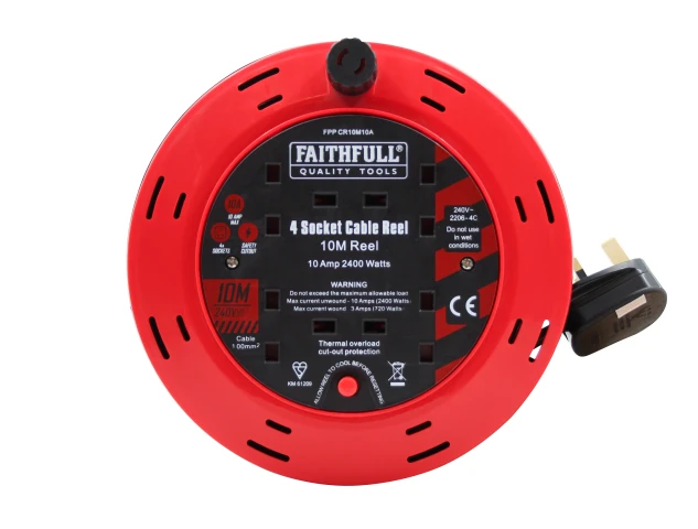 Faithfull XMS25CR10M 10M 10A 240v Cable Reel