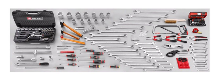 Facom 2068.MV9 174pce Metric Agricultural Machinery Tool Kit C/W ROLL.C4M3A 4 Drawer Roller Cabinet