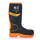 Buckbootz BBZ8000BKOR Hi-Vis Black / Orange Non-Metallic Safety Wellington Boots With Ankle Protection