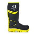 Buckbootz BBZ8000BKYL Hi-Vis Black / Yellow Non-Metallic Safety Wellington Boots With Ankle Protection