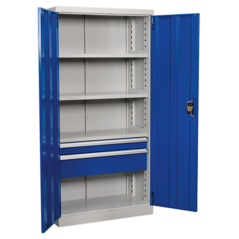 Sealey APICCOMBO2 1800mm 2 Drawer 3 Shelf Industrial Cabinet