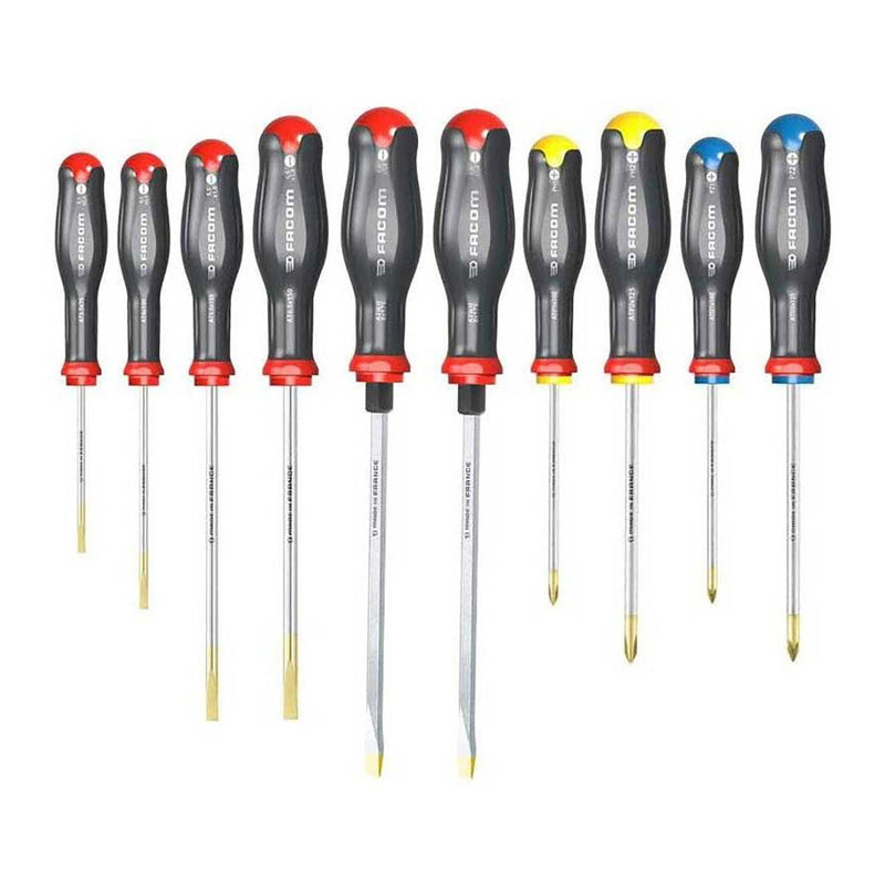 Facom AT.J10 10pce Protwist® Phillips, Pozi & Slotted Screwdriver Set