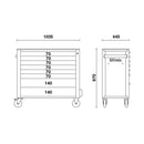 Beta RSC24AXL/8-O 8 Drawer Mobile Roller Cabinet With Anti-Tilt System, Long Model - Orange