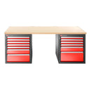 Facom JLS3-2MW13DL JETLINE+ 2m LOW Wooden Work Bench & 13 Drawer 3 Mod Base Unit