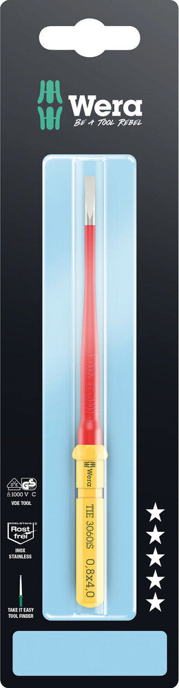 Wera 006577 Kraftform Kompakt VDE 3060 iS Take it easy, Edelstahl, 0.6 x 3.5 x 157 mm