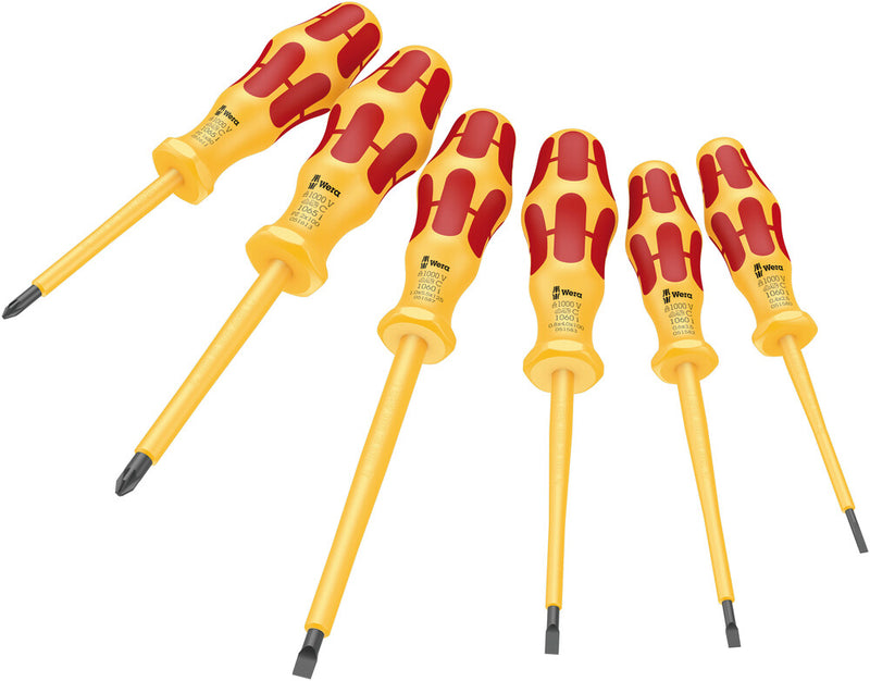 Wera 051576 6pc 1060 i/1065 i/6 Kraftform VDE Screwdriver Set, PZ/SL
