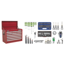 Sealey AP33109COMBO 10 Drawer Red Topchest with Ball Bearing Slides & 140pc Tool Kit