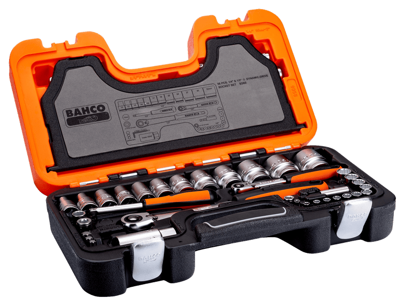 Bahco S560 56pce 1/4" & 1/2"Dr Socket Set